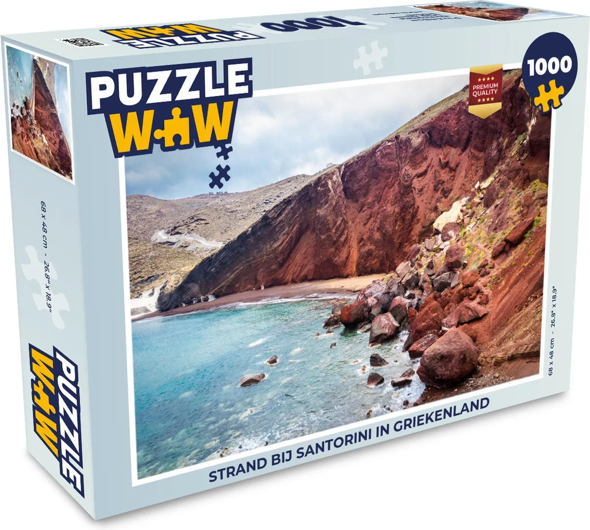 PuzzleWow Strand bij Santorini Legpuzzel 1000 Stuks - Multicolor