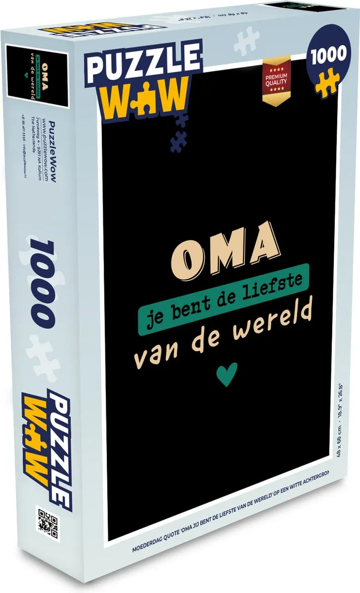 PuzzleWow Quotes Oma jij bent de liefste 1000 Stuks - Multicolor