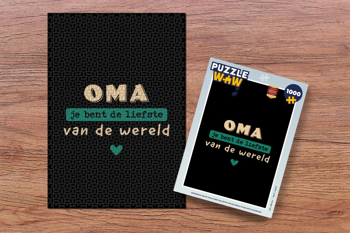 PuzzleWow Quotes Oma jij bent de liefste 1000 Stuks - Multicolor
