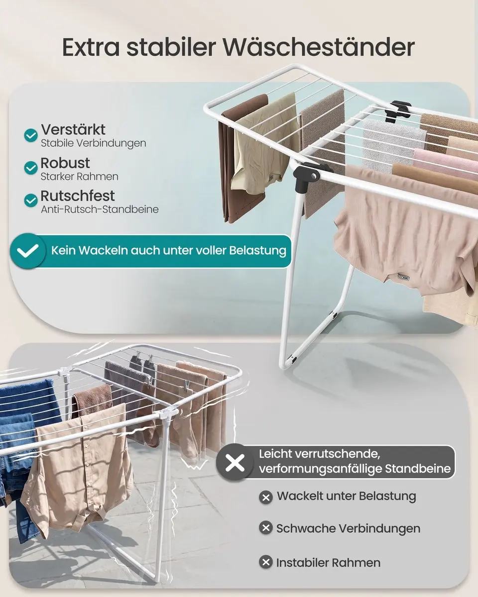 Songmics Inklapbaar Wasrek Wit - 47x150x91cm - afbeelding 4 van 6