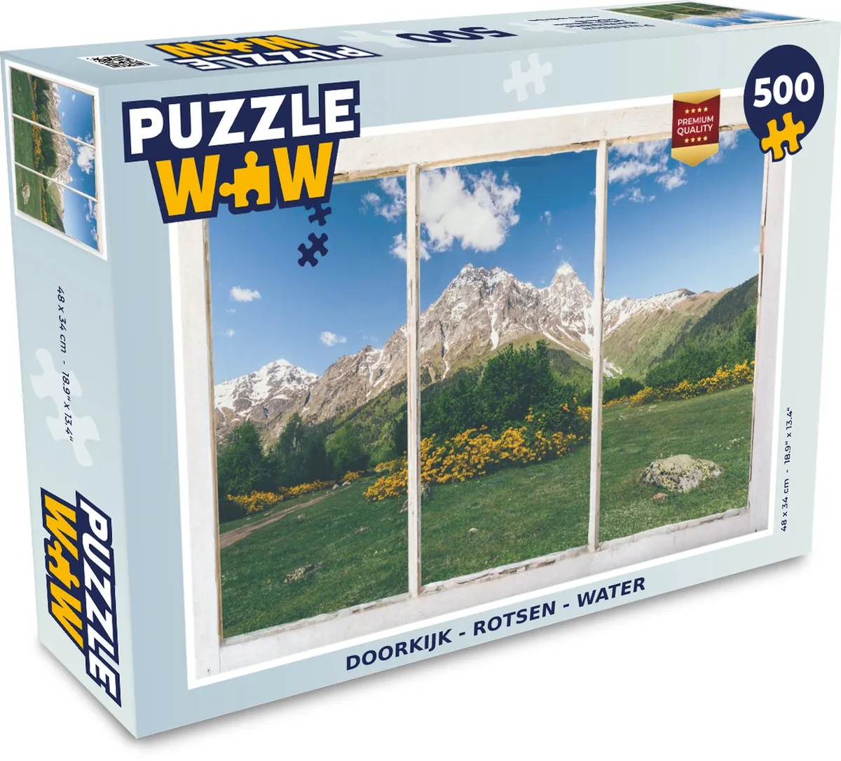 PuzzleWow Doorkijk Rotsen Bloemen Legpuzzel 500 Stuks - Multicolor
