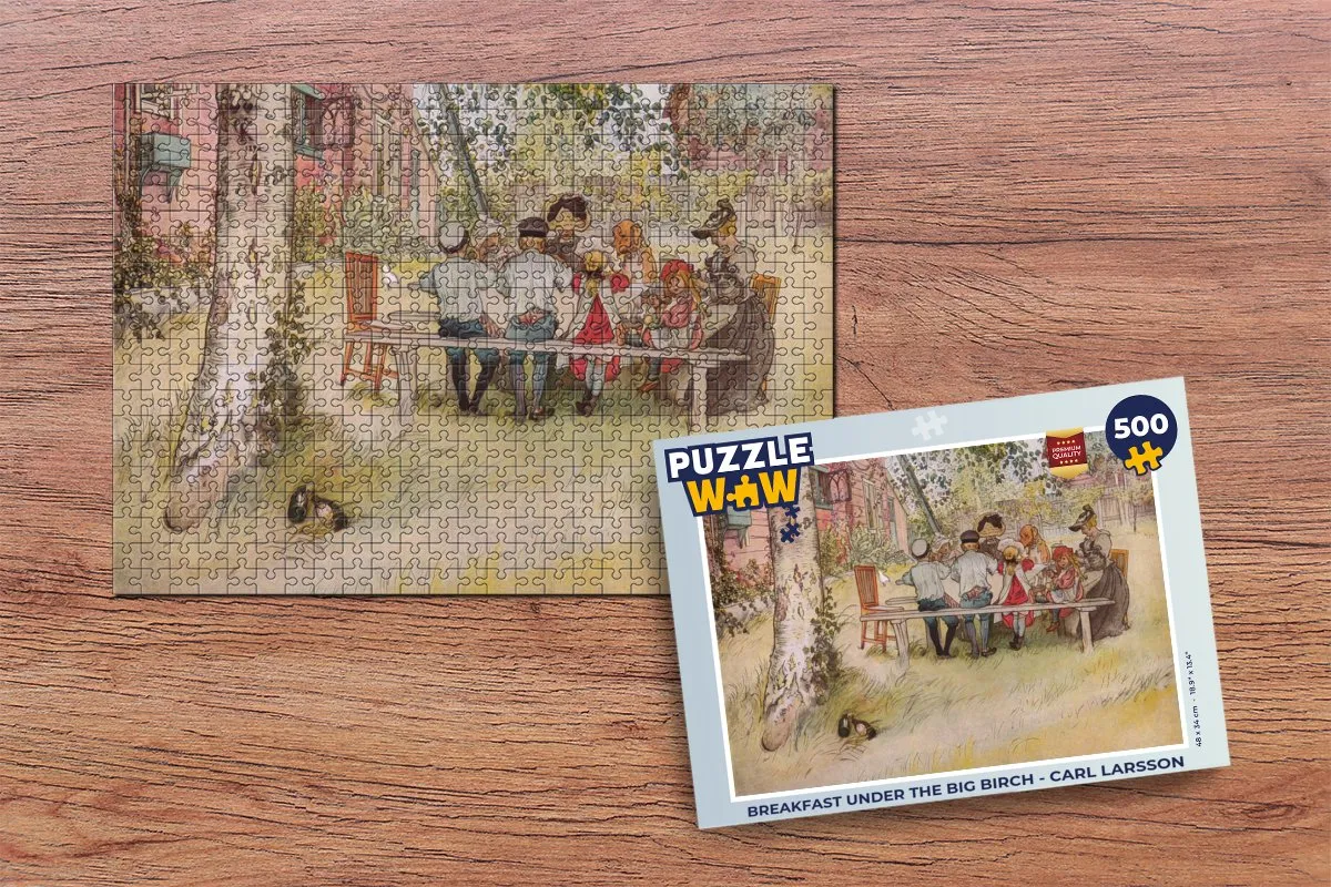 PuzzleWow Breakfast under the big birch Legpuzzel 500 Stuks - Carl Larsson - Multicolor