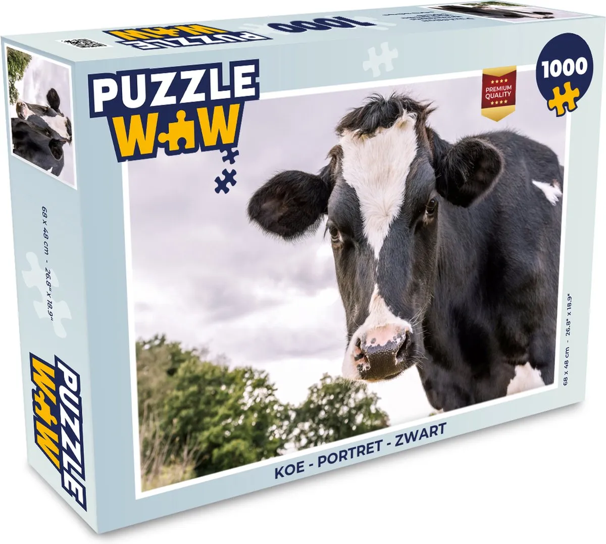 PuzzleWow Koe Portret Legpuzzel 1000 Stuks - Multicolor