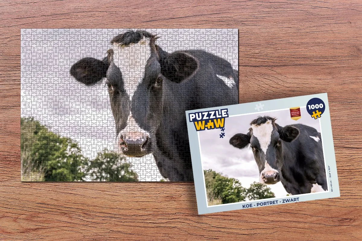 PuzzleWow Koe Portret Legpuzzel 1000 Stuks - Multicolor