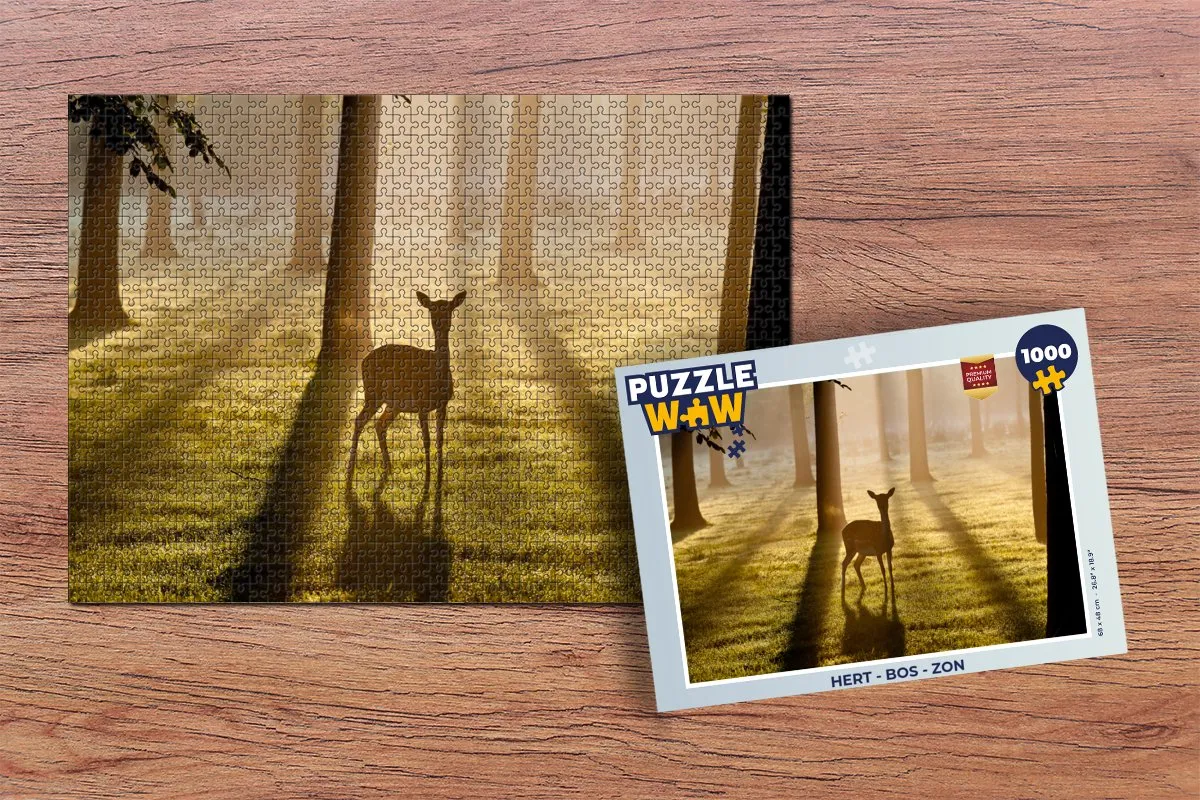 PuzzleWow Legpuzzel Hert - Bos - Zon 1000 Stuks - Multicolor