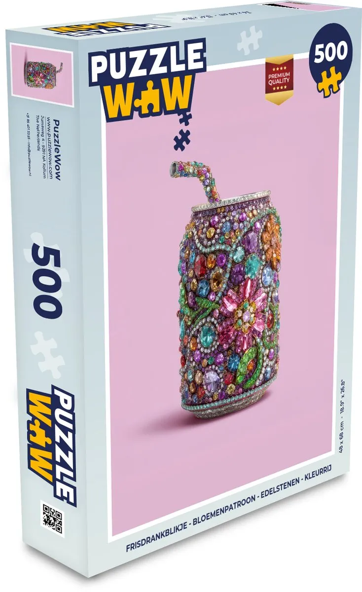 PuzzleWow Frisdrankblikje Bloemenpatroon - 500 Stuks