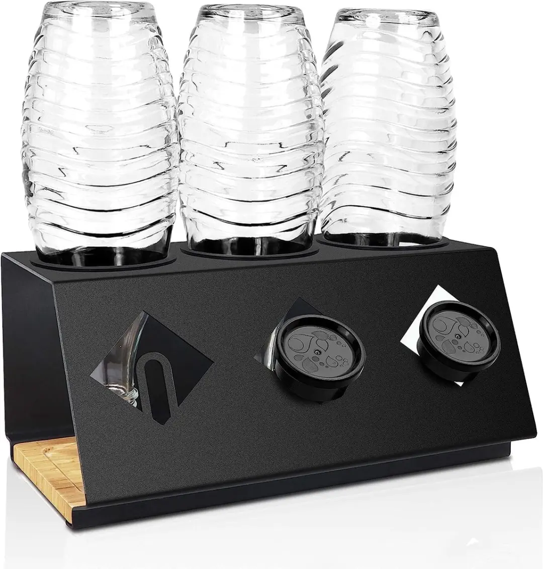 Flessenhouder compatibel met SodaStream Duo, afdruiphouder accessoires incl. dek