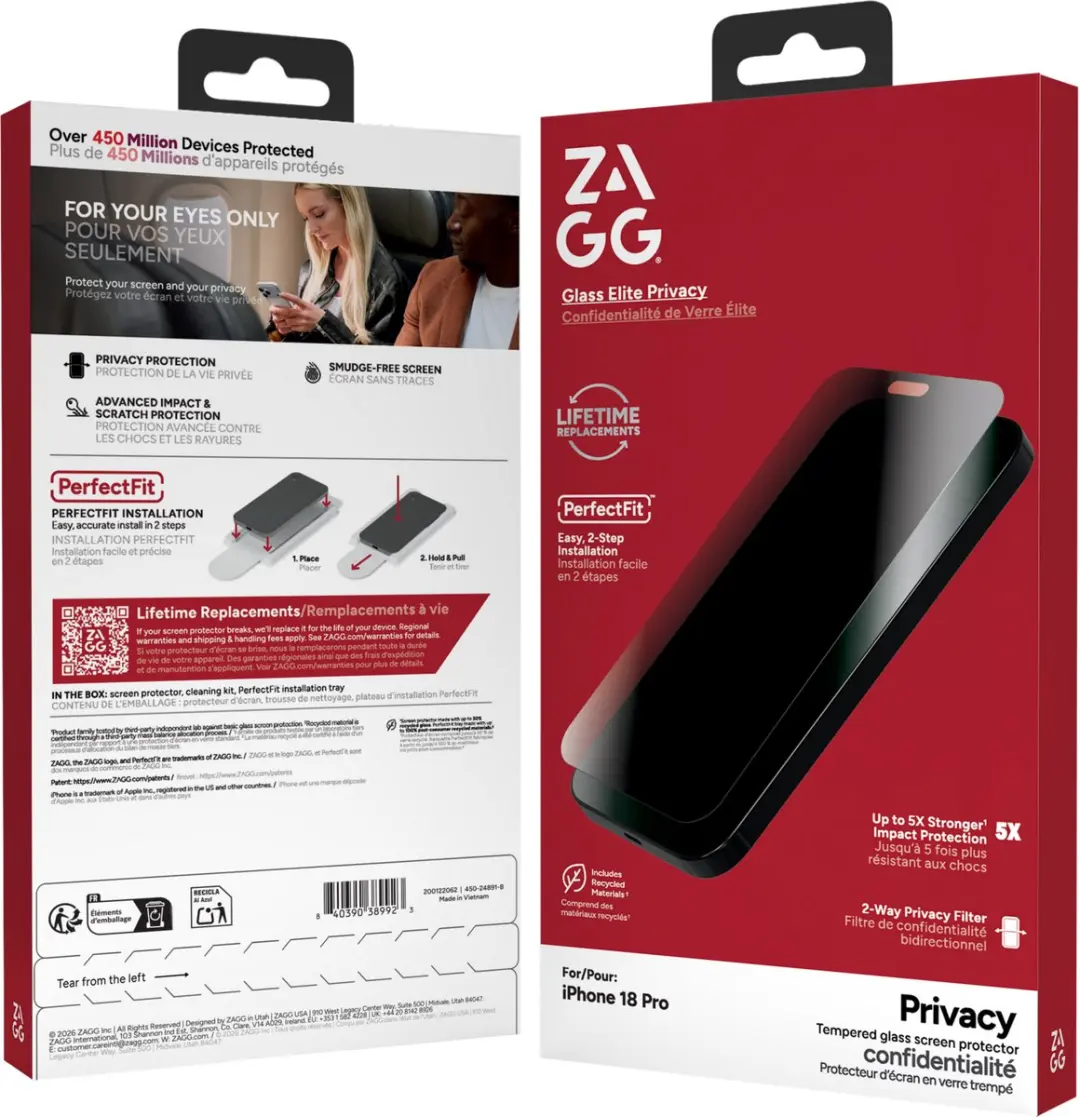 ZAGG InvisibleShield Glass Elite iPhone 18 Pro/17 Pro