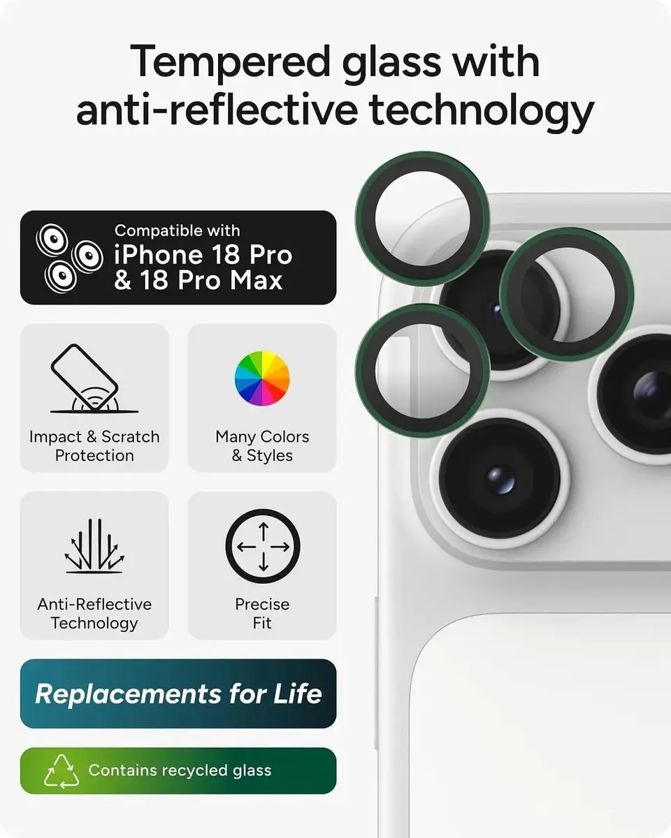 ZAGG Glass Elite Camera Rings iPhone 18 Pro/Pro Max - Groen - afbeelding 4 van 6