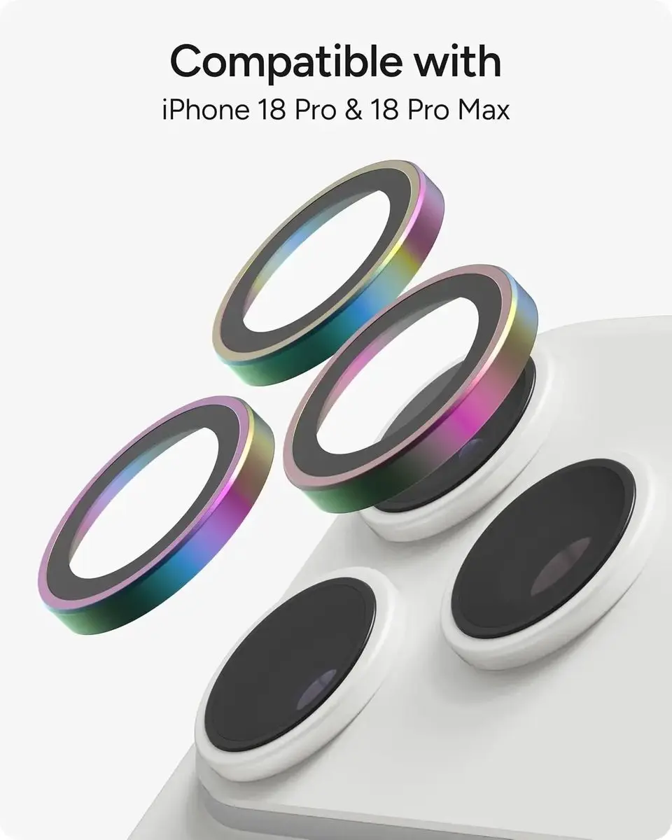 ZAGG Glass Elite Camera Rings iPhone 18 Pro/Pro Max - Tempered Glass - Chrome - afbeelding 4 van 6