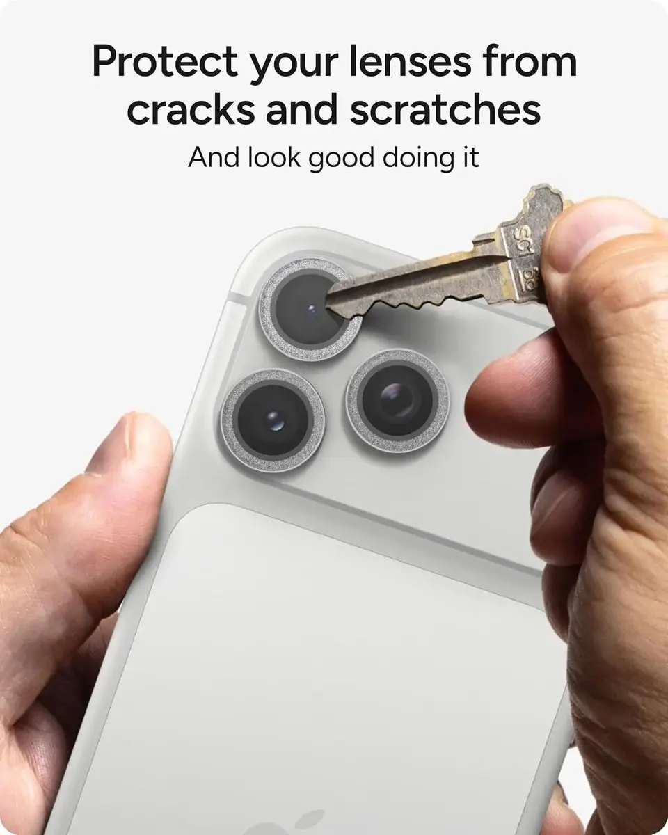 ZAGG Glass Elite Camera Rings iPhone 18 Pro/Max - Zilver Glitter - afbeelding 5 van 6