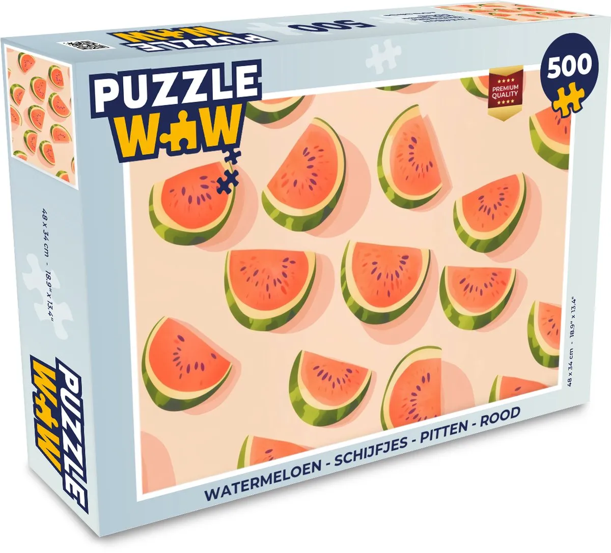 PuzzleWow Watermeloen Legpuzzel 500 Stuks - Rood