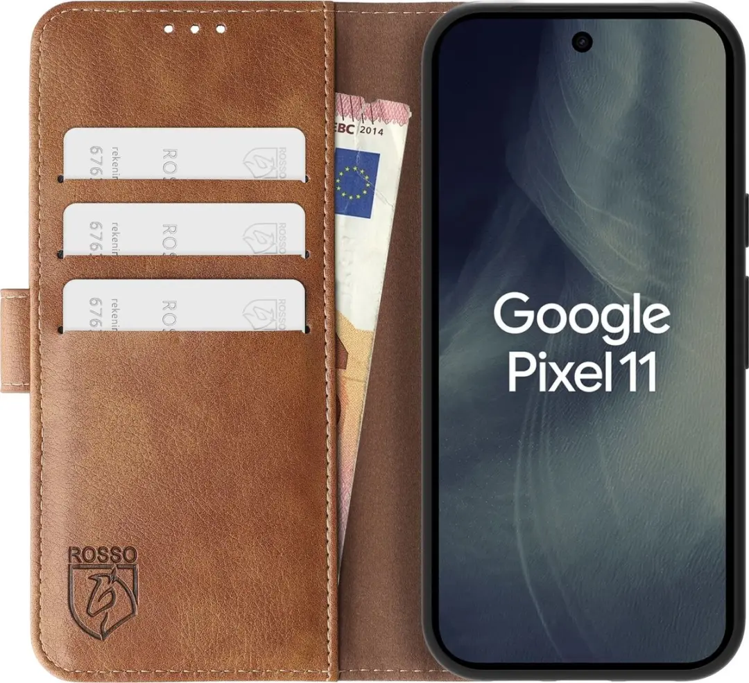 Rosso Element Wallet Book Case Google Pixel 11 - 3 Pasjes - Bruin - afbeelding 4 van 6
