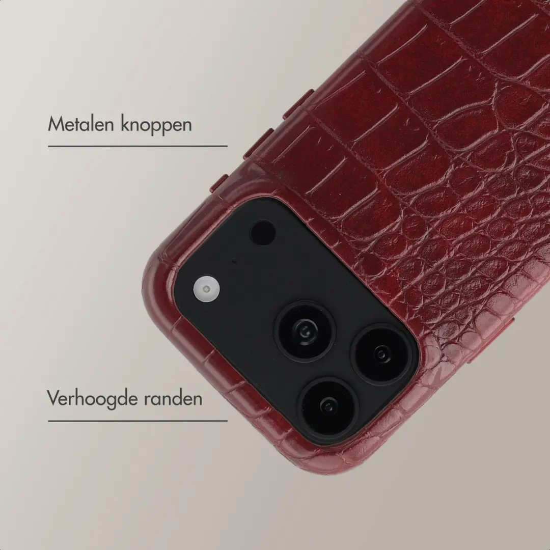 Selencia Hoesje iPhone 18/17 Pro - Croco Burgundy - MagSafe - afbeelding 6 van 6