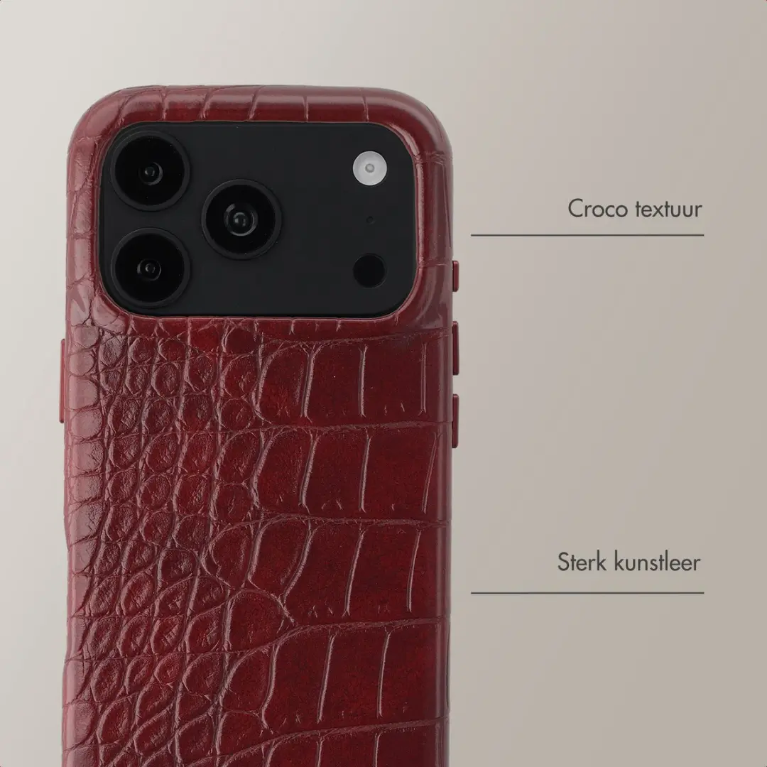 Selencia Hoesje iPhone 18/17 Pro - Croco Burgundy - MagSafe - afbeelding 3 van 6