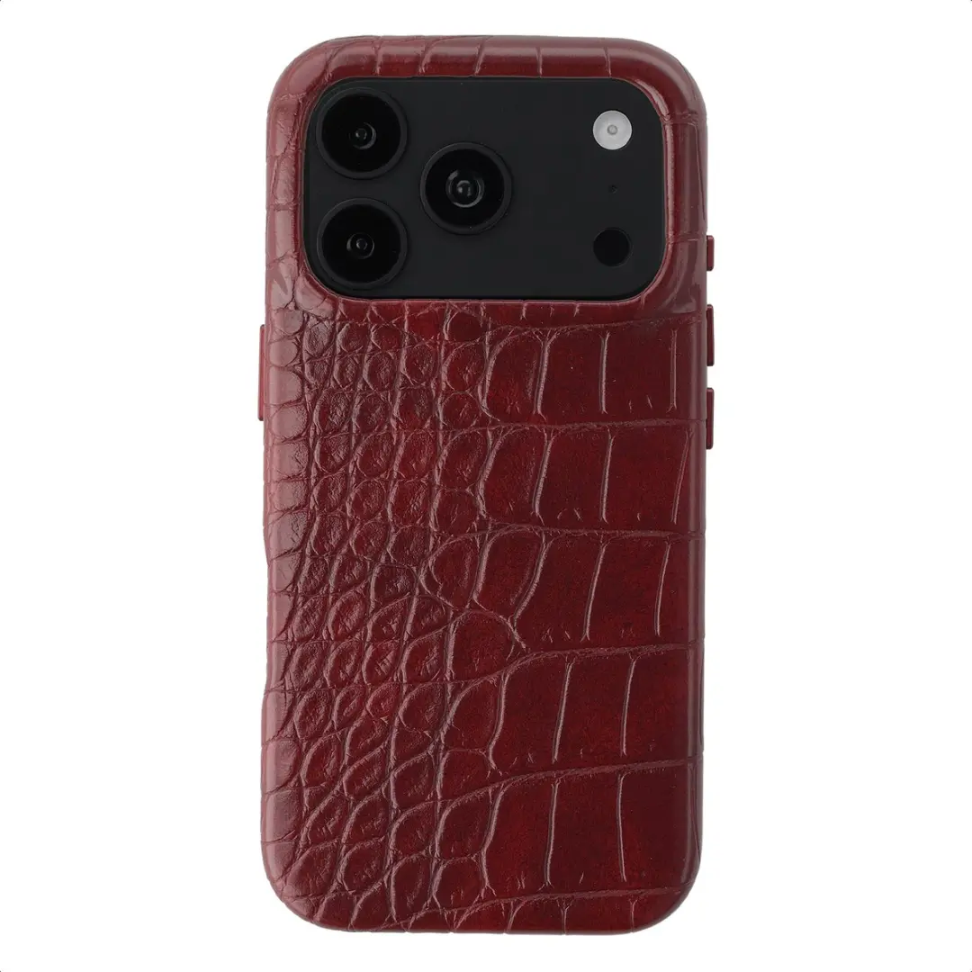 Selencia Hoesje iPhone 18/17 Pro - Croco Burgundy - MagSafe