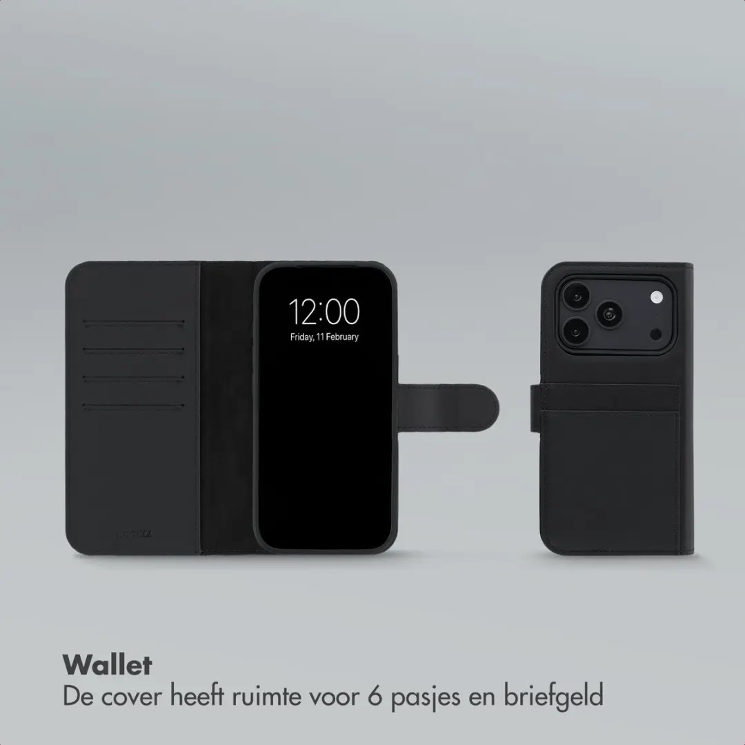 Accezz Hoesje iPhone 18/17 Pro - MagSafe Bookcase 6 Pasjes - Zwart - afbeelding 6 van 6