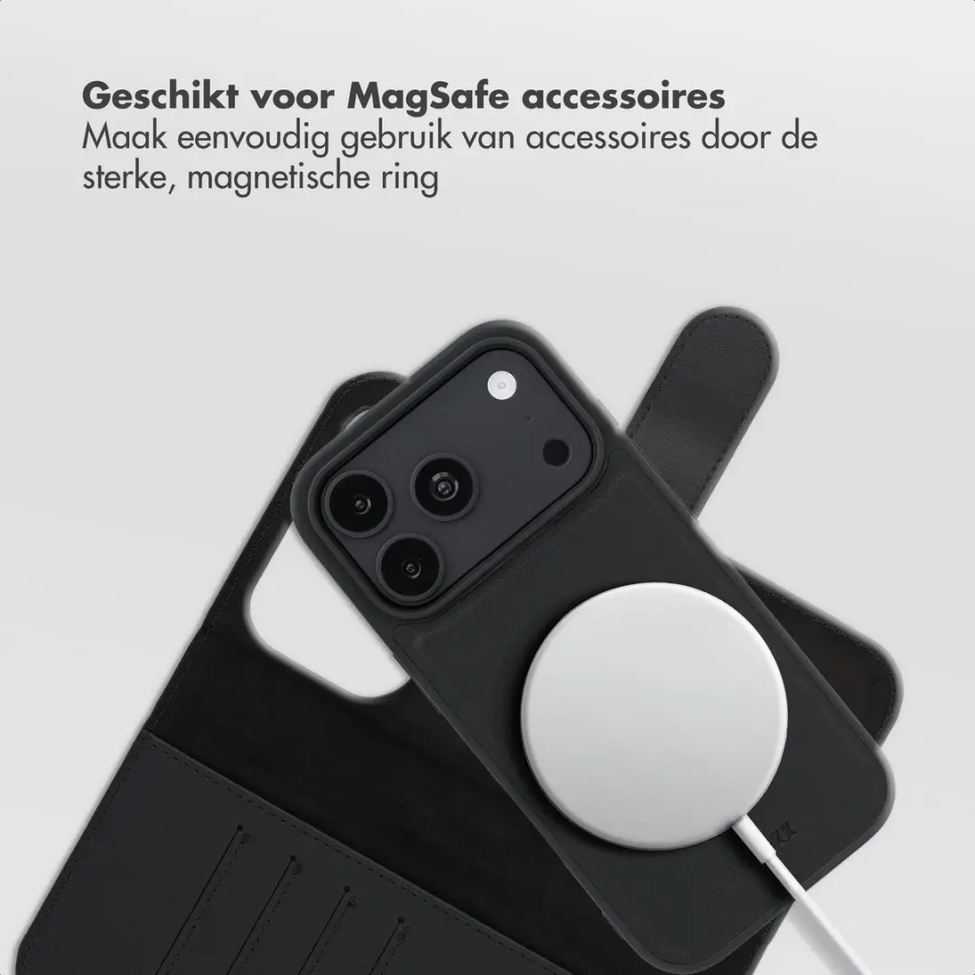 Accezz Hoesje iPhone 18/17 Pro - MagSafe Bookcase 6 Pasjes - Zwart - afbeelding 4 van 6