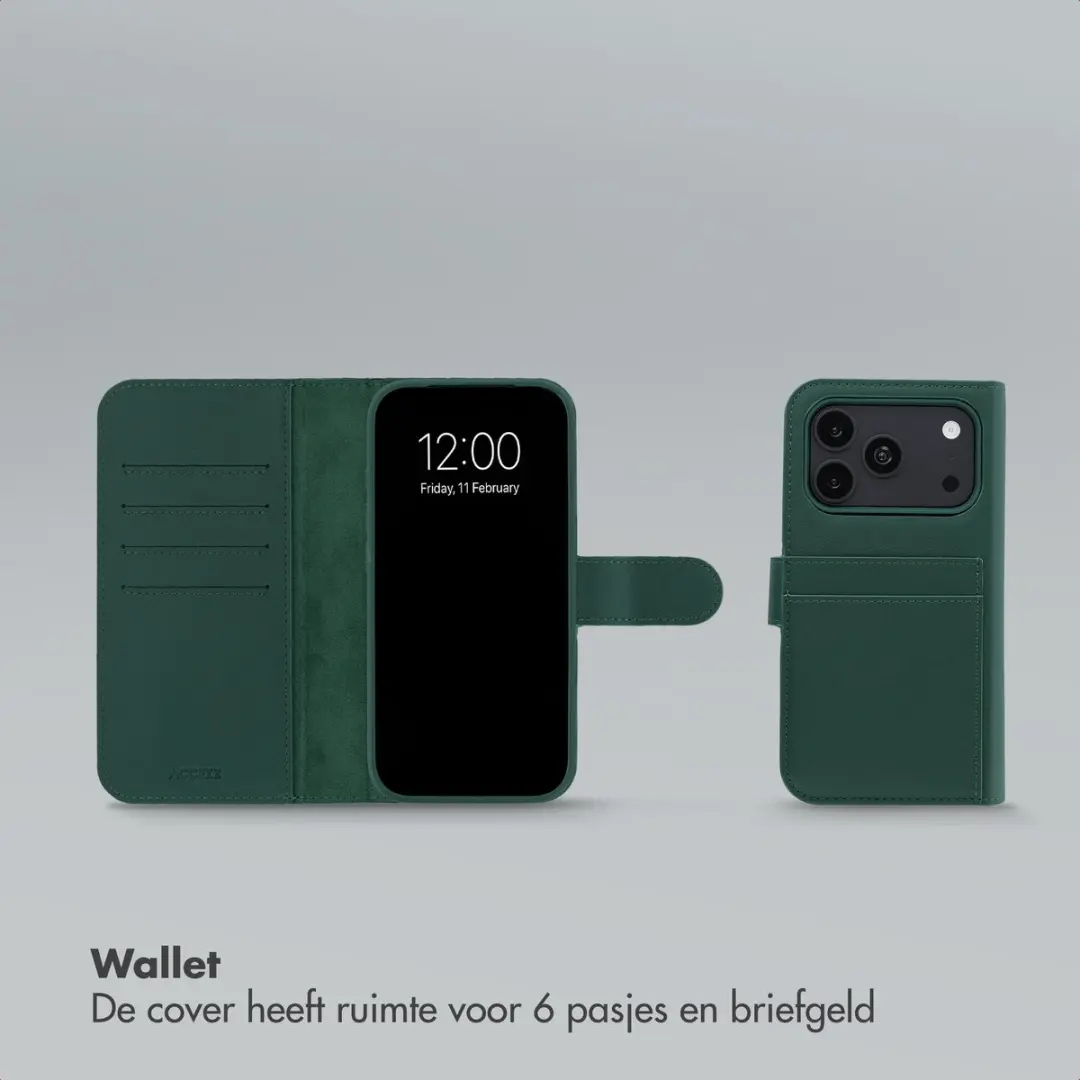 Accezz Hoesje iPhone 18/17 Pro - MagSafe Bookcase Groen - 6 Pasjes - afbeelding 4 van 6
