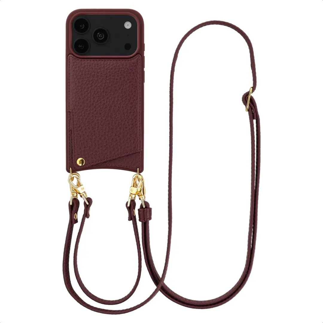 Selencia Hoesje iPhone 18 Pro/17 Pro - Backcover met koord - Bold Burgundy
