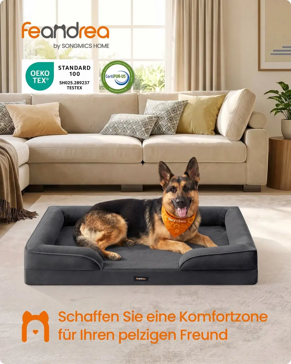 Songmics Hondenmand Orthopedisch Donkergrijs 122x85x17cm