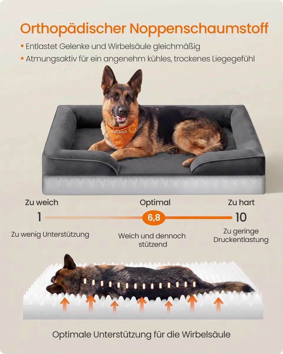 Songmics Hondenmand Orthopedisch Donkergrijs 122x85x17cm