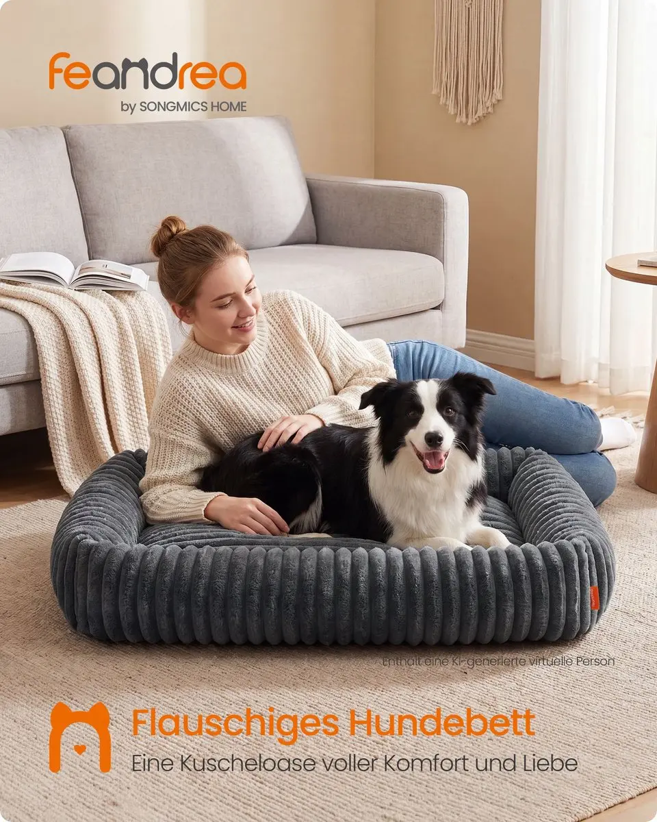 Songmics Orthopedische Hondenmand Loodgrijs 106x75x20cm