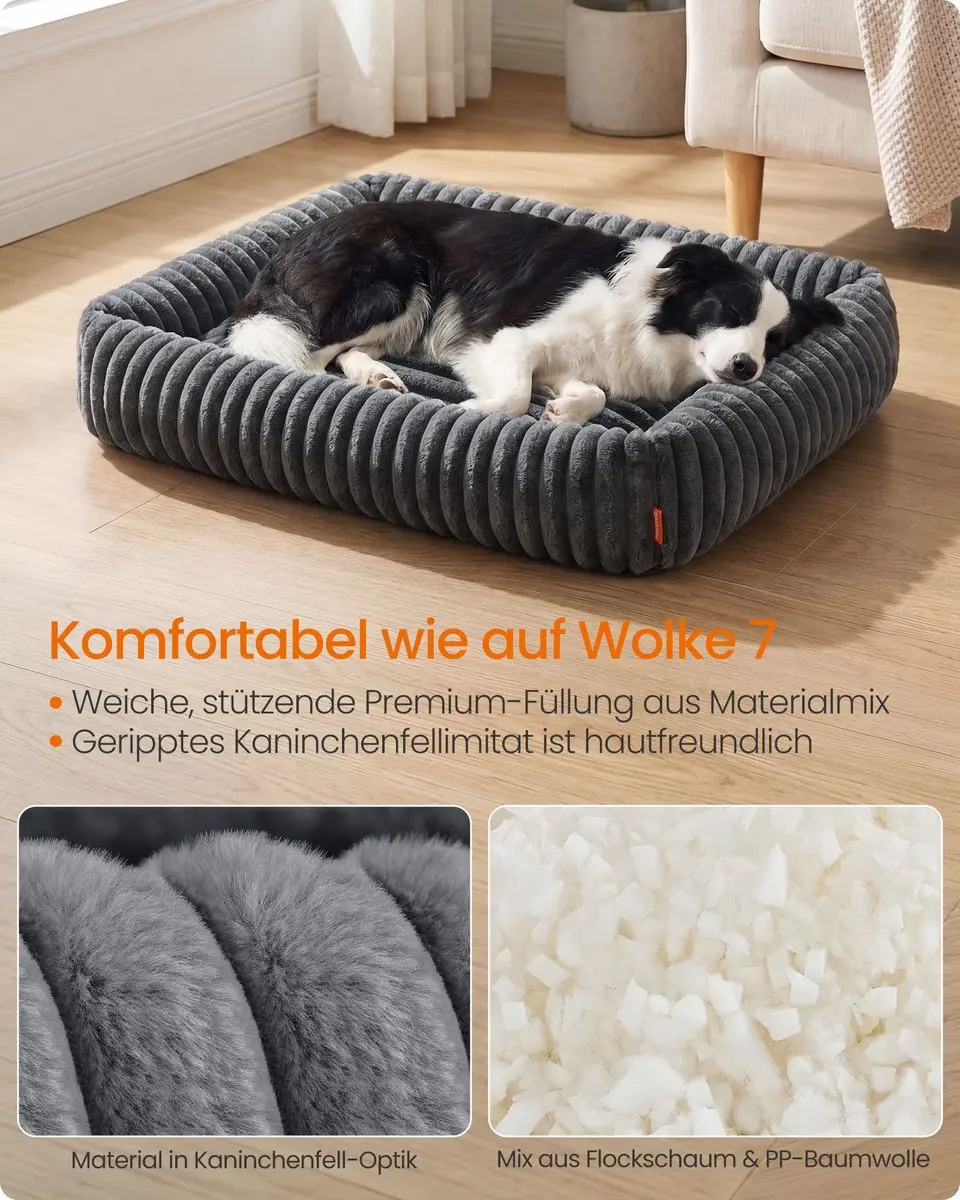 Songmics Orthopedische Hondenmand Loodgrijs 106x75x20cm