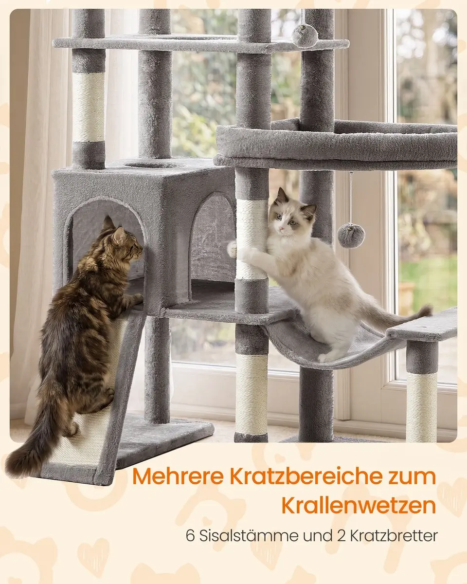 Songmics Krabpaal Lichtgrijs 105x45x202cm