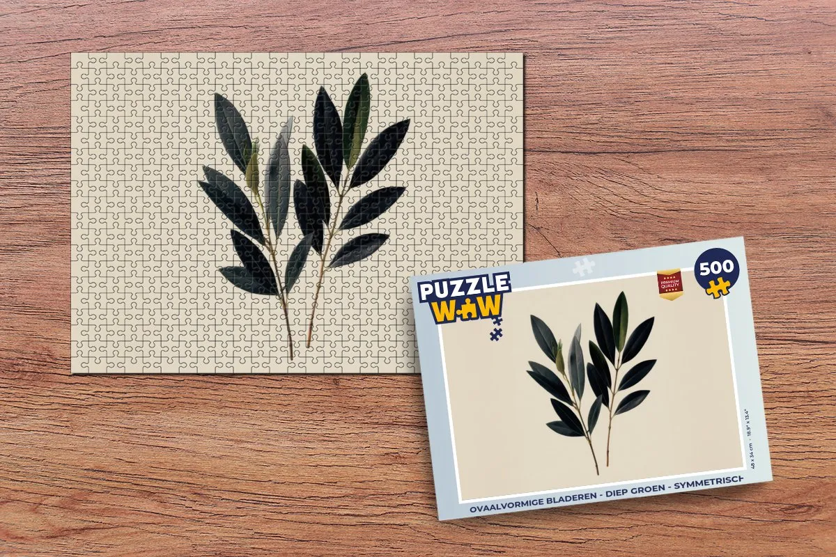 PuzzleWow Legpuzzel 500 Stuks - Ovaalvormige Bladeren Diep Groen