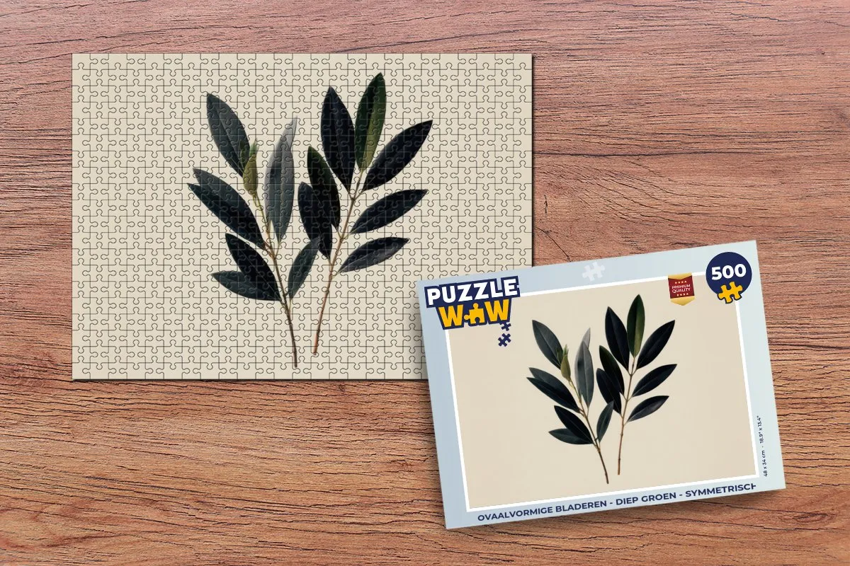 PuzzleWow Legpuzzel 500 Stuks - Ovaalvormige Bladeren Diep Groen