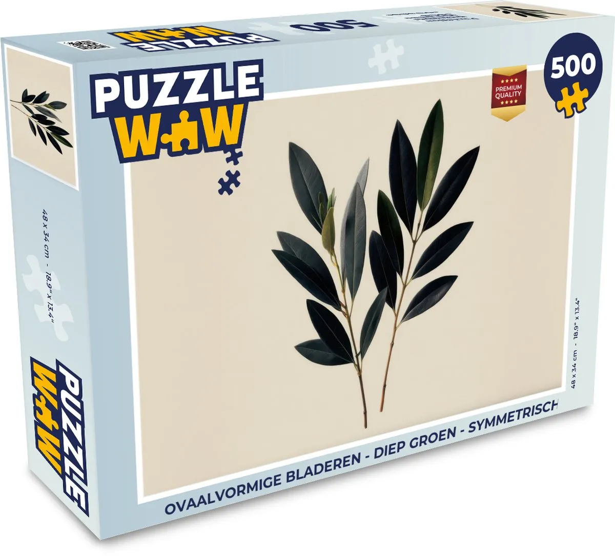 PuzzleWow Legpuzzel 500 Stuks - Ovaalvormige Bladeren Diep Groen