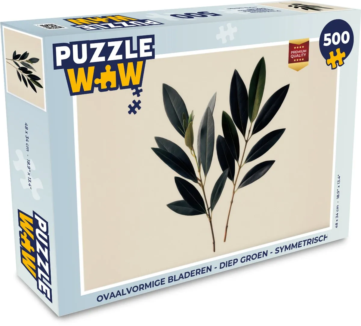 PuzzleWow Legpuzzel 500 Stuks - Ovaalvormige Bladeren Diep Groen