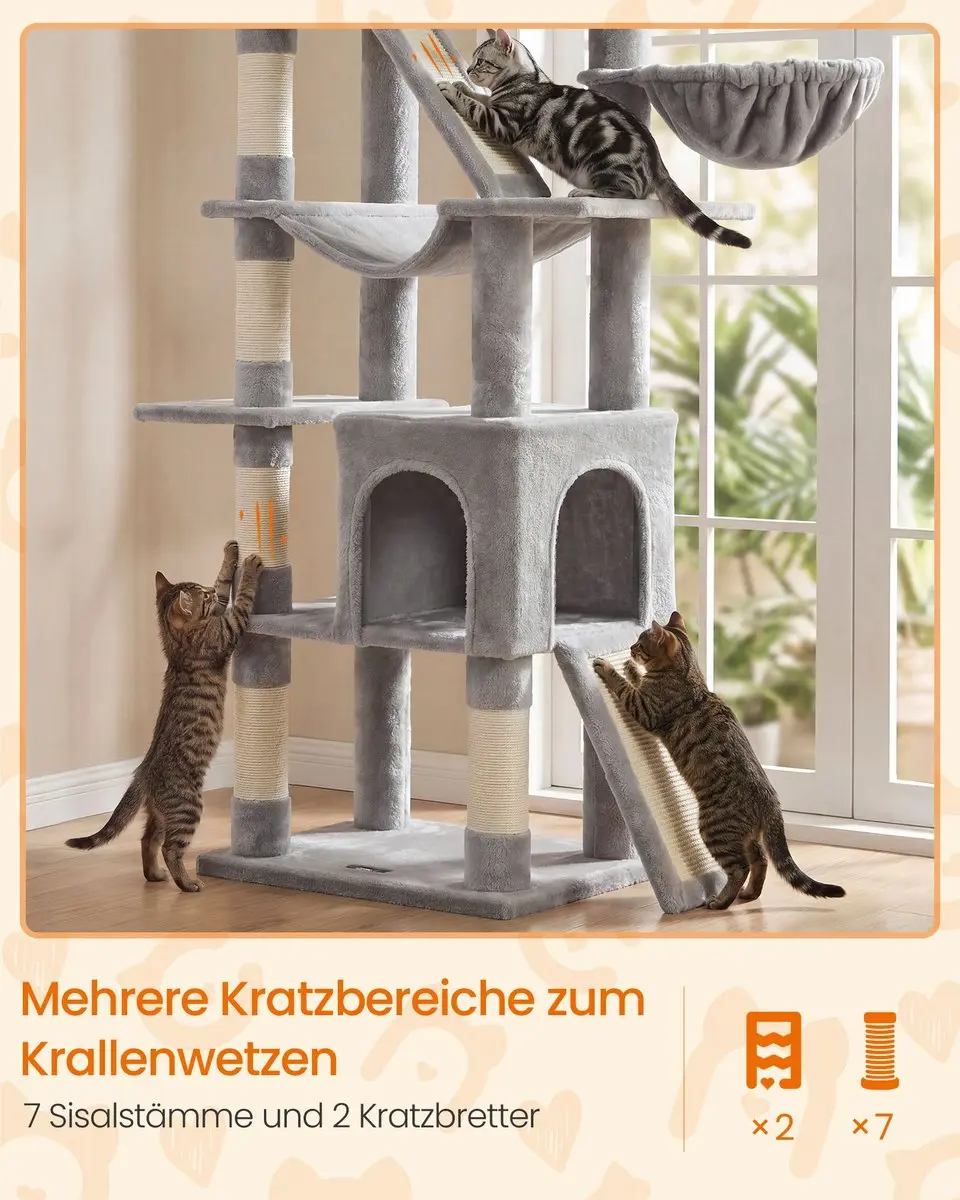 Songmics Krabpaal Lichtgrijs 55x45x206cm