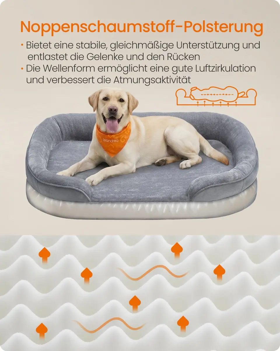 Songmics Hondenmand Orthopedisch Lichtgrijs 112x81x18cm