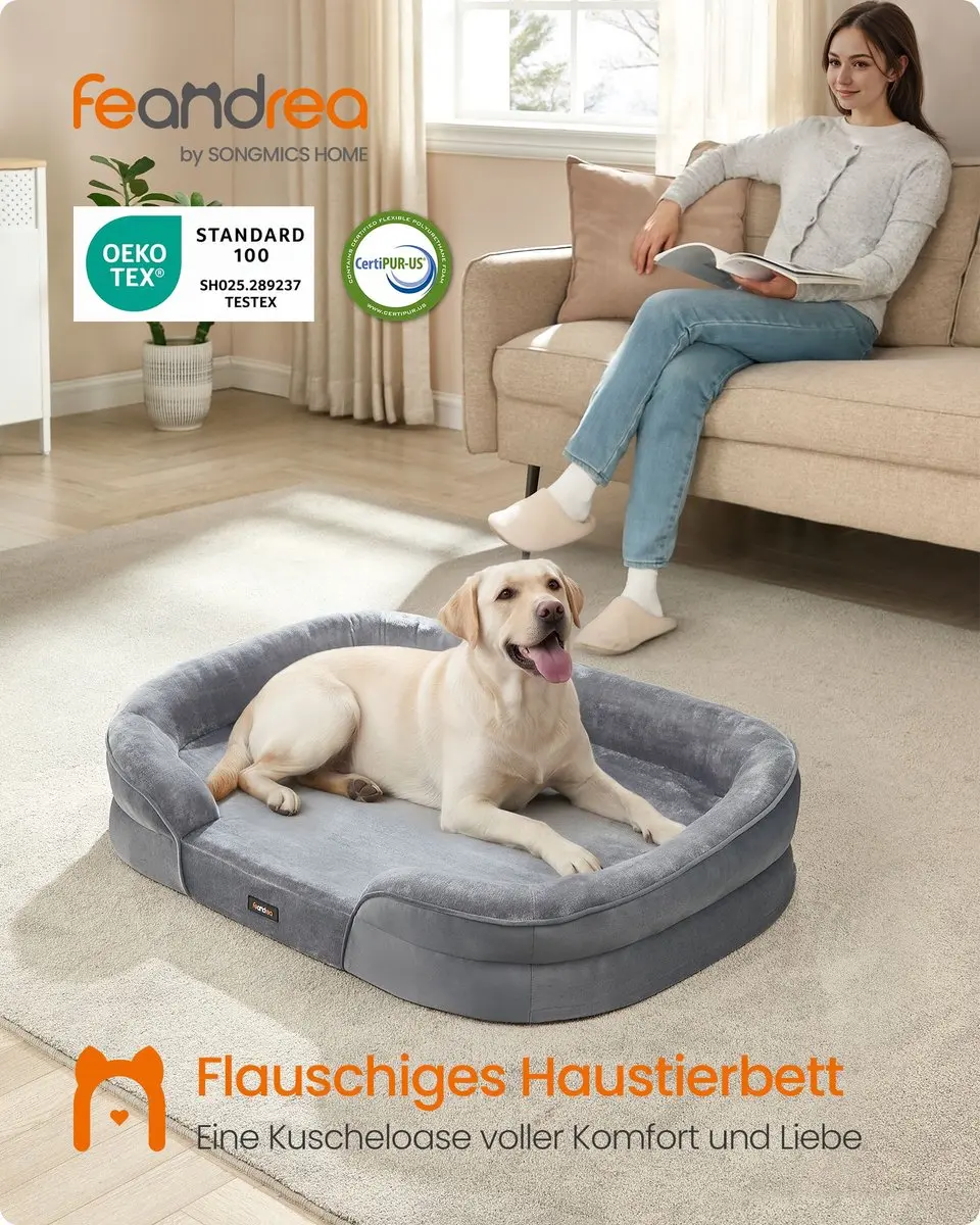Songmics Hondenmand Orthopedisch Lichtgrijs 112x81x18cm