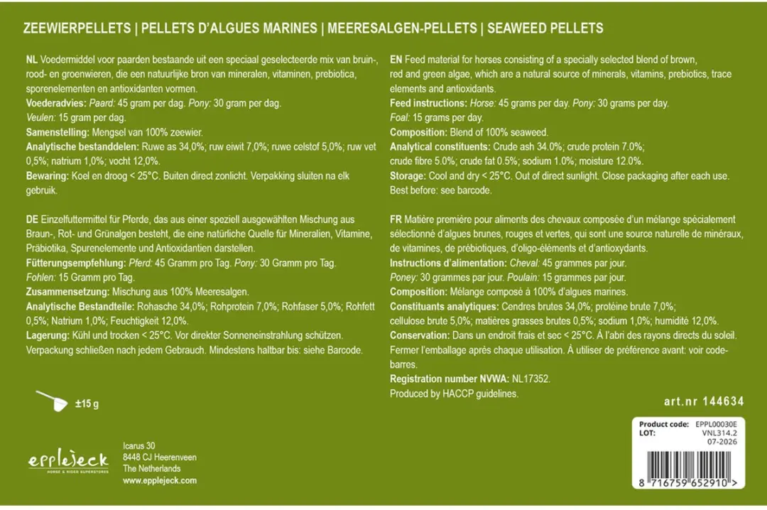 Epplejeck Zeewierpellets 1 kg - afbeelding 4 van 5