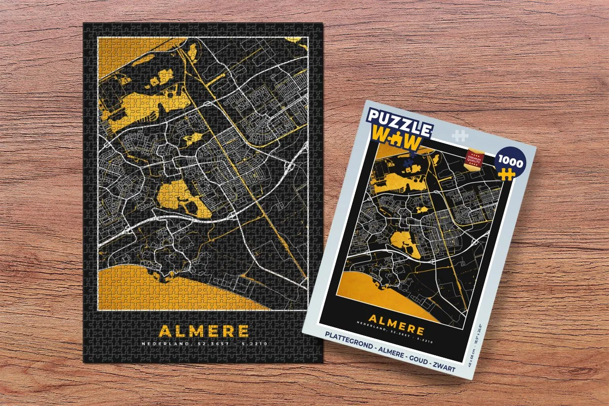 PuzzleWow Almere Legpuzzel 1000 Stuks - Goud/Zwart