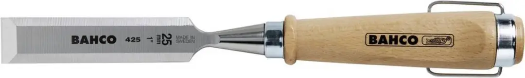 Bahco 425-26 Steekbeitel, houten handgreep, vernikkelde stalen ring, 26 x 140 mm