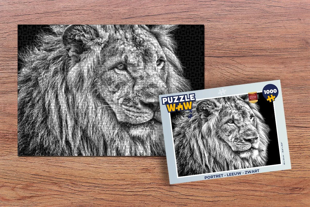 PuzzleWow Portret Leeuw Legpuzzel 1000 Stuks - Multicolor