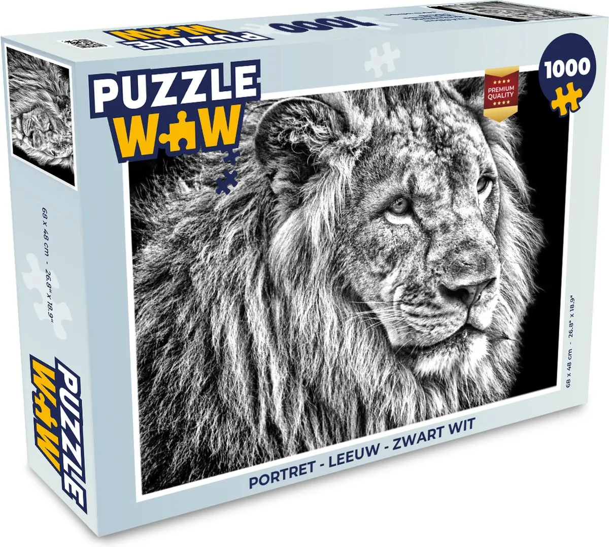 PuzzleWow Portret Leeuw Legpuzzel 1000 Stuks - Multicolor