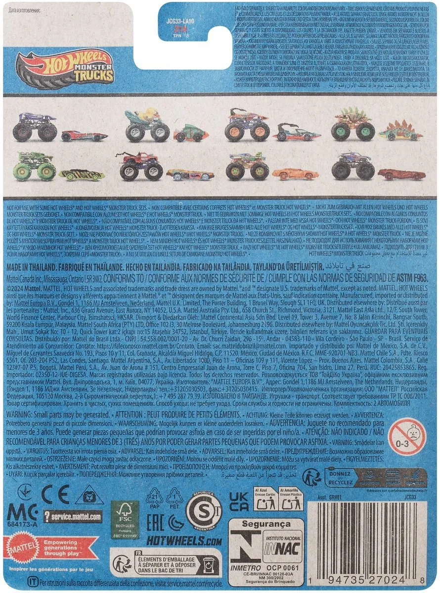 Hot Wheels Voertuigenset PACK 4 JCG33 - Meerkleurig