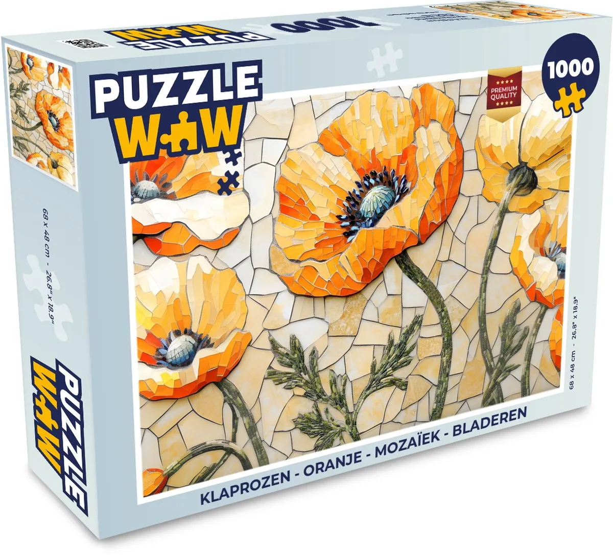 PuzzleWow Klaprozen Mozaïek Legpuzzel 1000 Stuks
