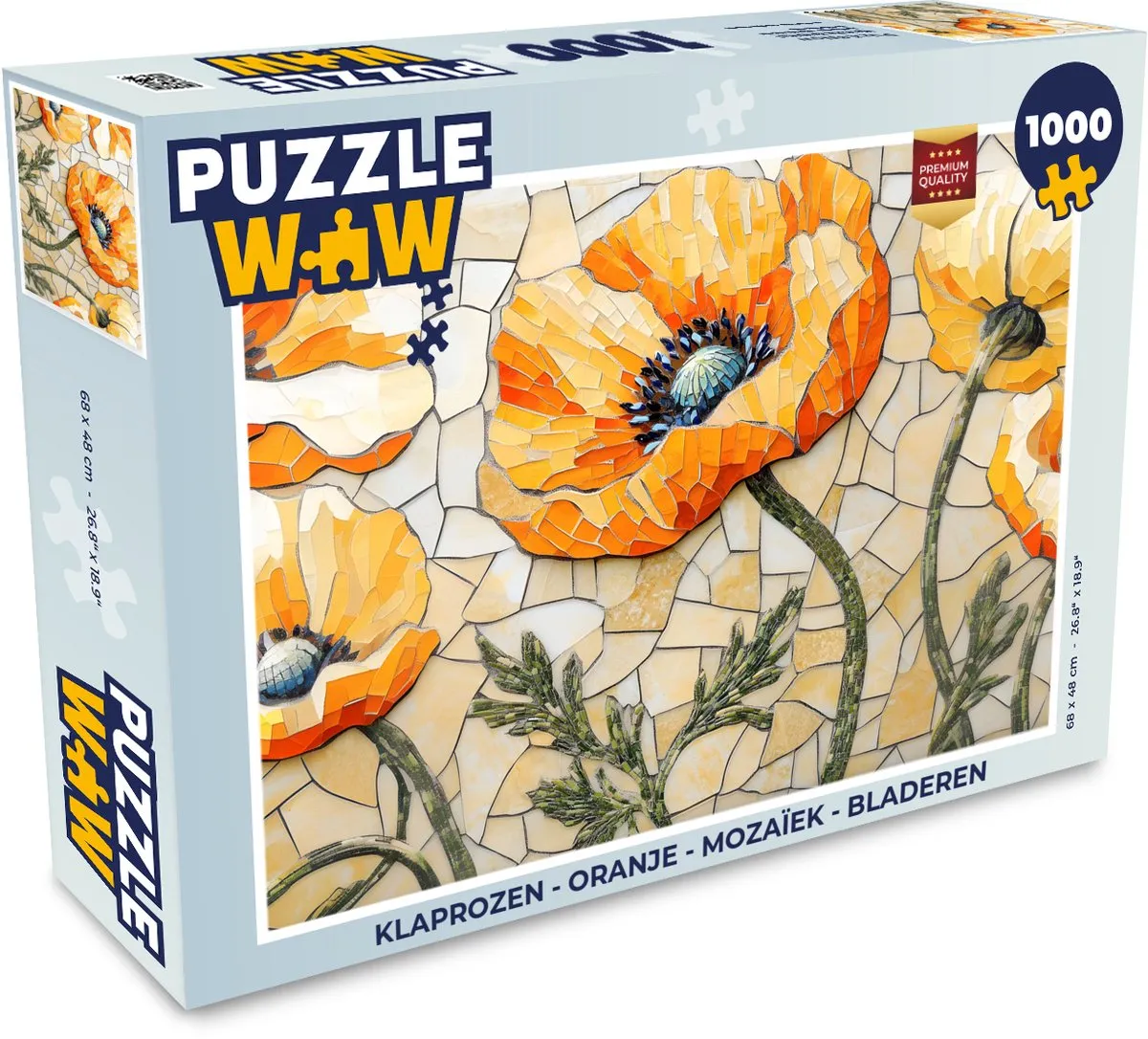 PuzzleWow Klaprozen Mozaïek Legpuzzel 1000 Stuks
