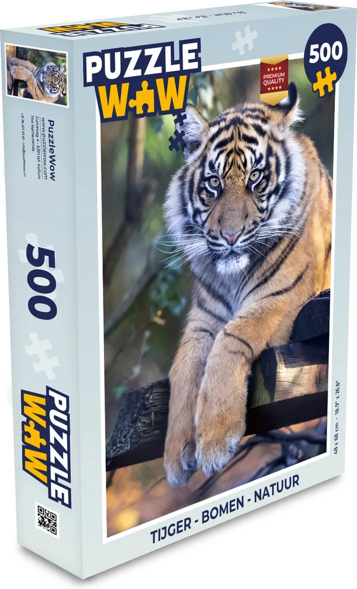 PuzzleWow Tijger Bomen Natuur Legpuzzel 500 Stuks - Multicolor