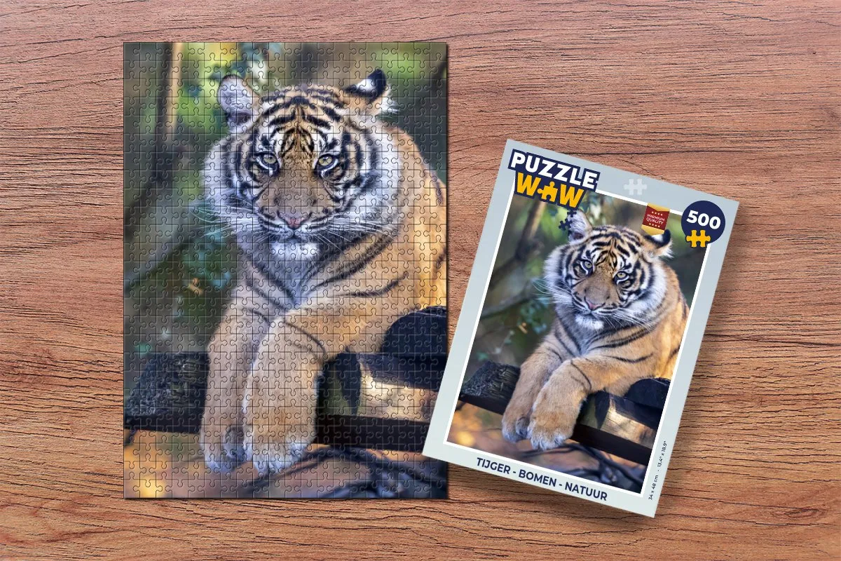 PuzzleWow Tijger Bomen Natuur Legpuzzel 500 Stuks - Multicolor