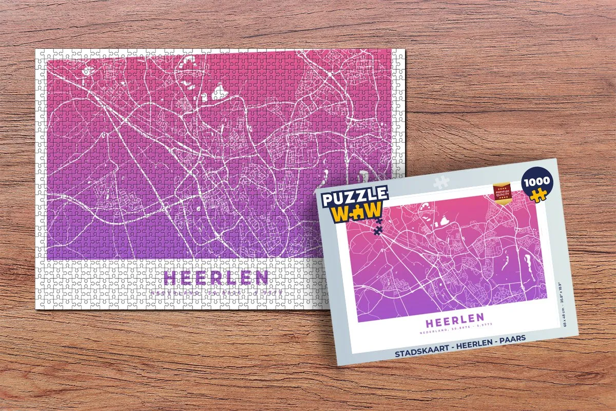 PuzzleWow Stadskaart Heerlen Legpuzzel 1000 Stuks - Multicolor