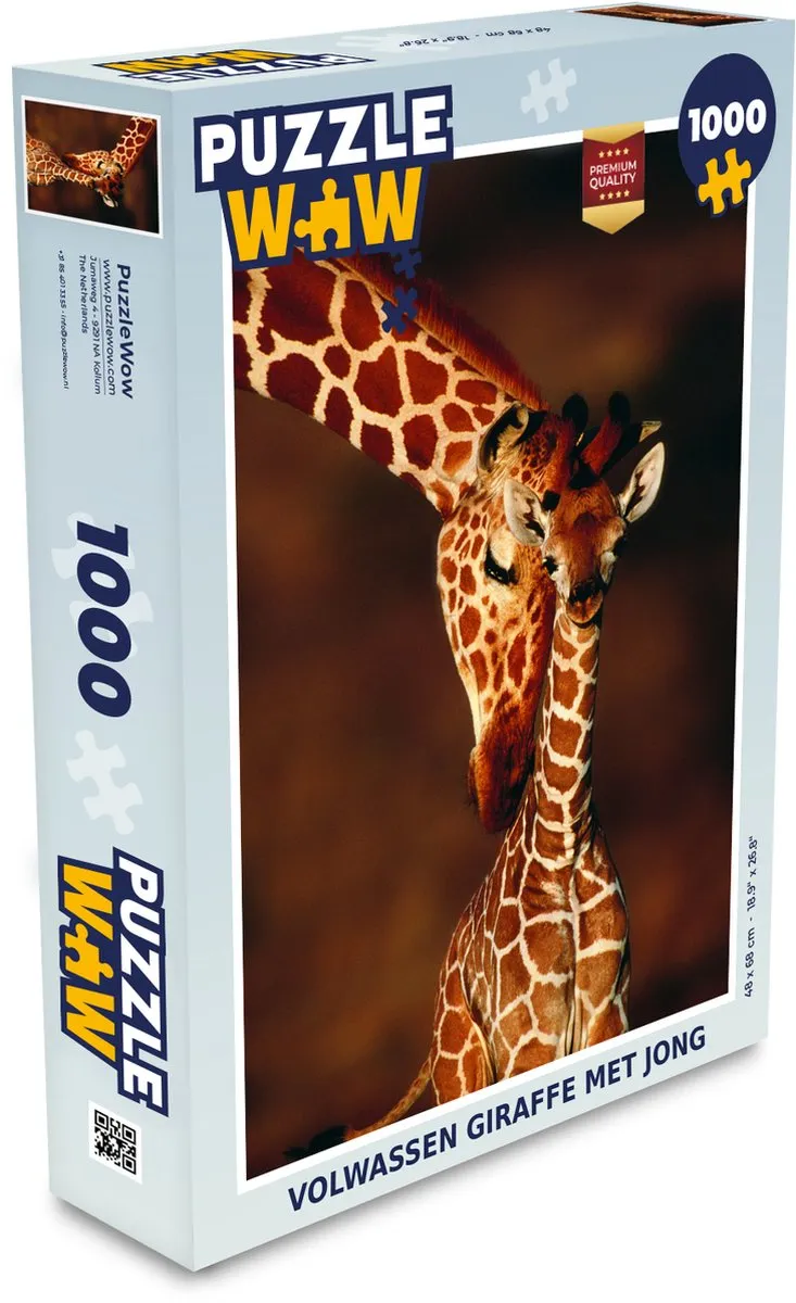 PuzzleWow Giraffe Legpuzzel 1000 Stuks - Multicolor