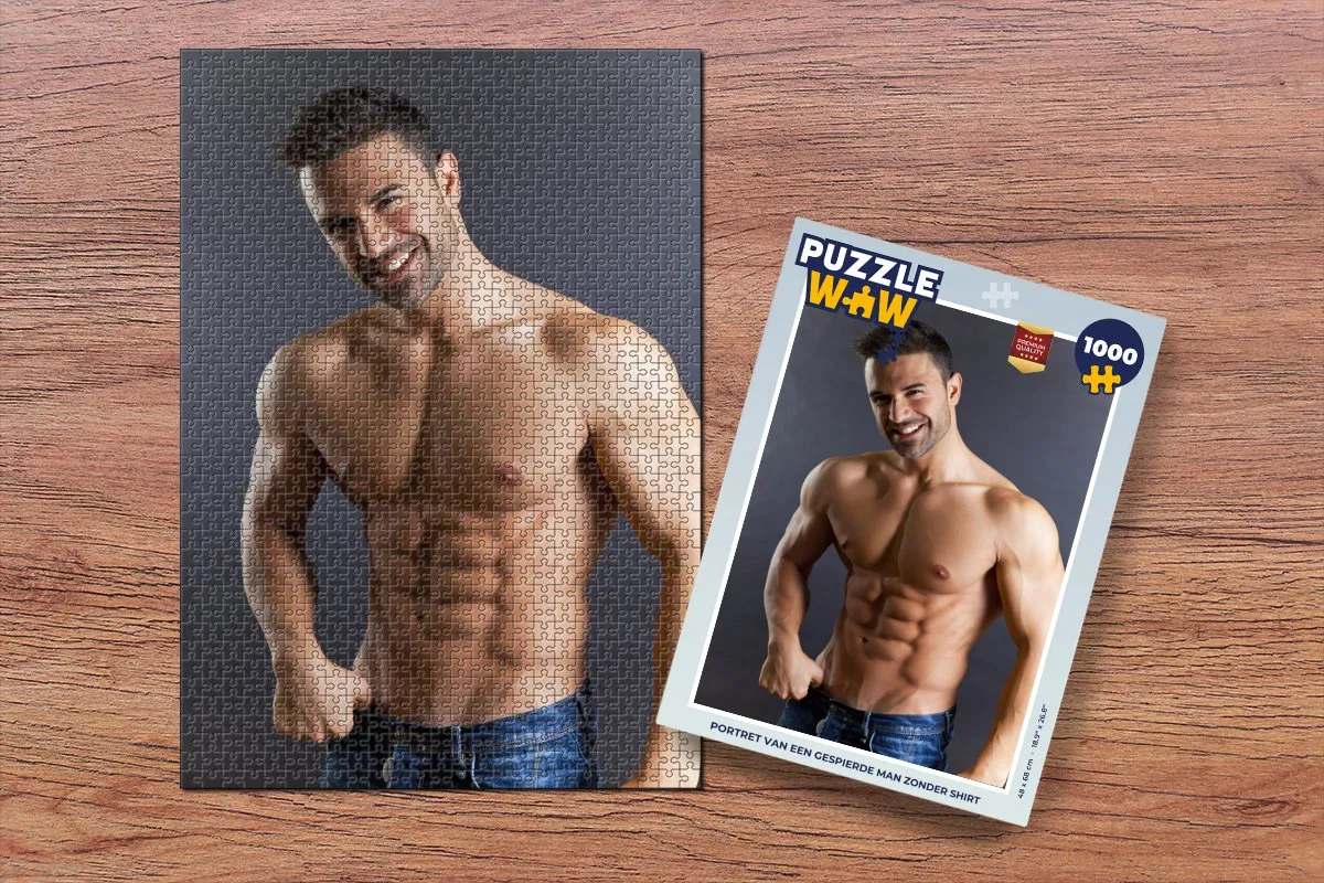 PuzzleWow Legpuzzel Portret Gespierde Man 1000 Stuks - Multicolor