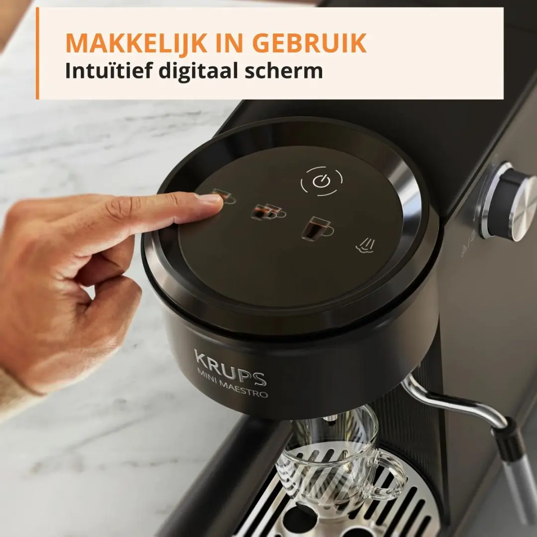 Krups Mini Maestro XP3508 Pistonmachine - 20 bar - 2 Kopjes - Zwart - afbeelding 3 van 6
